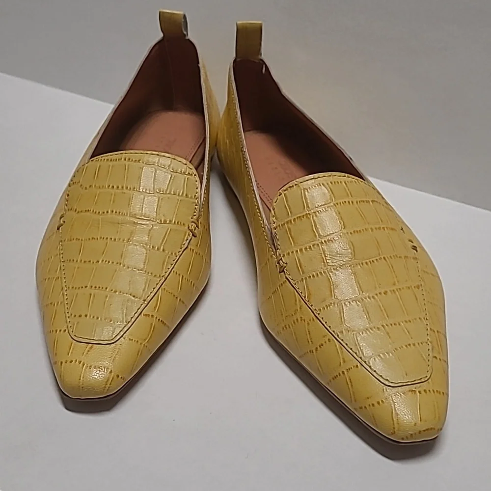 ASOS Yellow Croc-Embossed Loafers - Picture 2 of 8